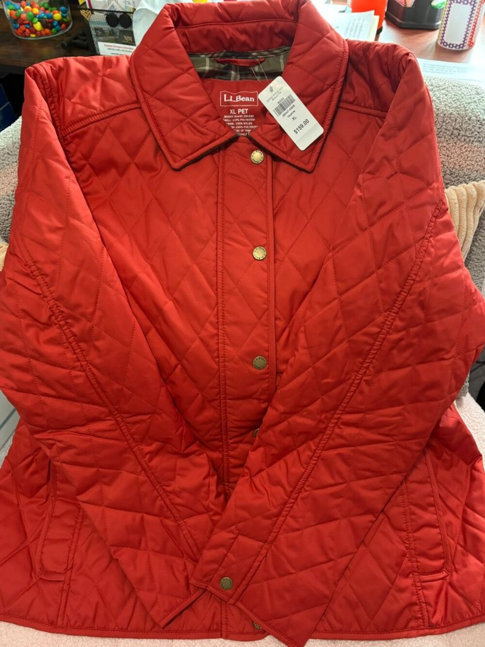 LL Bean Cayenne Quilted Zip/Snap Jacket -- NWT
